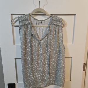 LOFT Floral Blouse - Gray and White